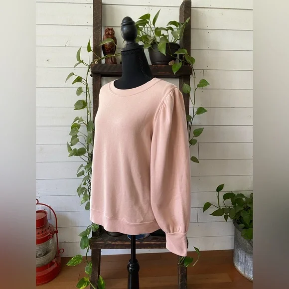 Nine West: Chic Blush Crewneck Sweater with Puff Shoulders - Picture 16 of 16